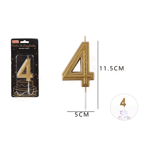 Vela de Número 4 Dorado 1 pc