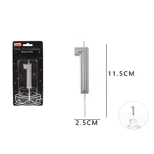 Vela de Número 1 Plateado