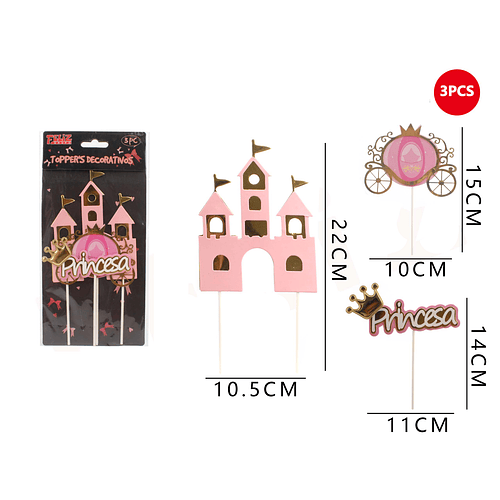 Toppers Decorativos de Torta de Princesa con Castillo Rosado