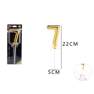 Topper Decorativo de Número 7 Dorado