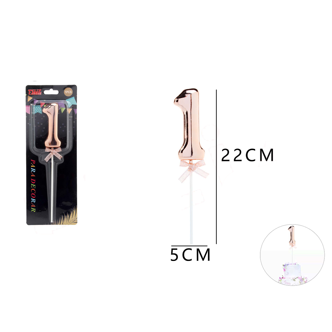 Topper Decorativo de Número 1 Oro Rosa 1