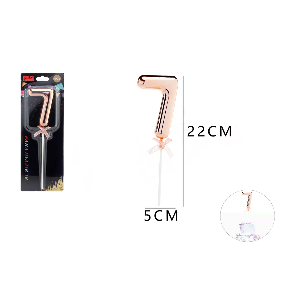 Topper Decorativo de Número 7 Oro Rosa 1