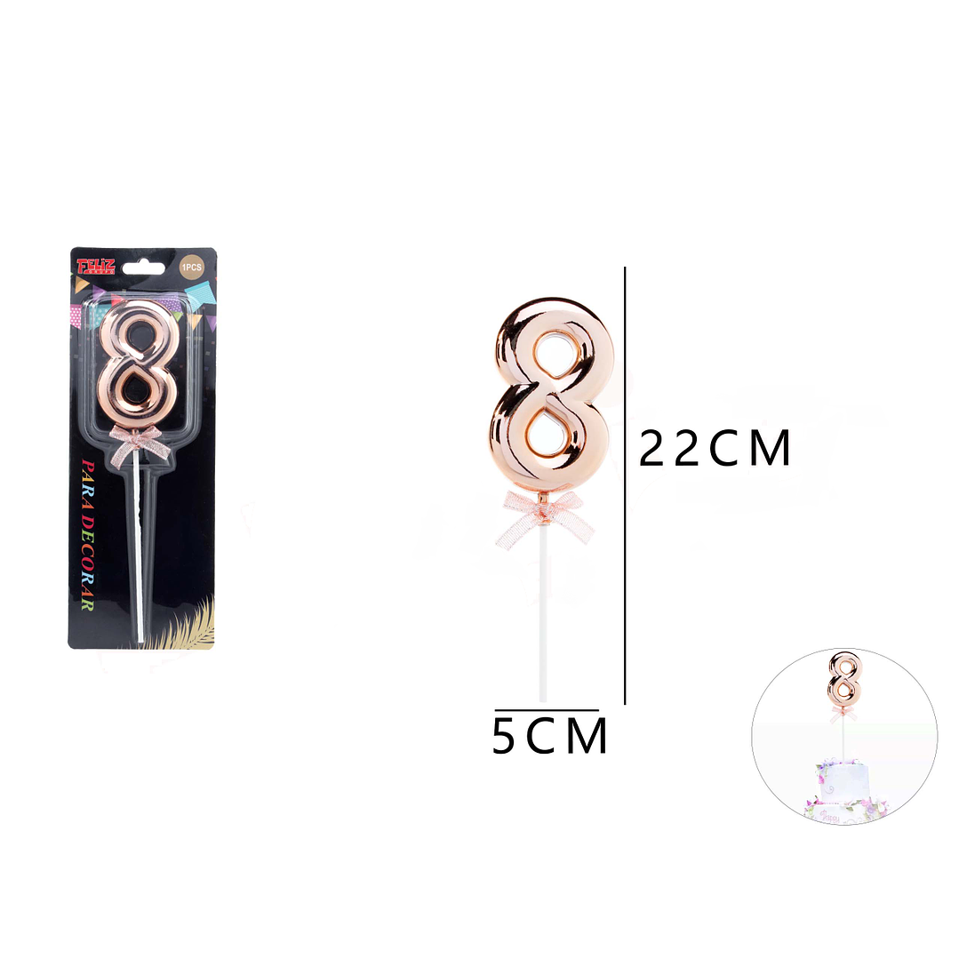 Topper Decorativo de Número 8 Oro Rosa 1
