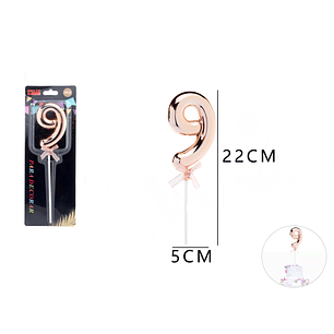 Topper Decorativo de Número 9 Oro Rosa