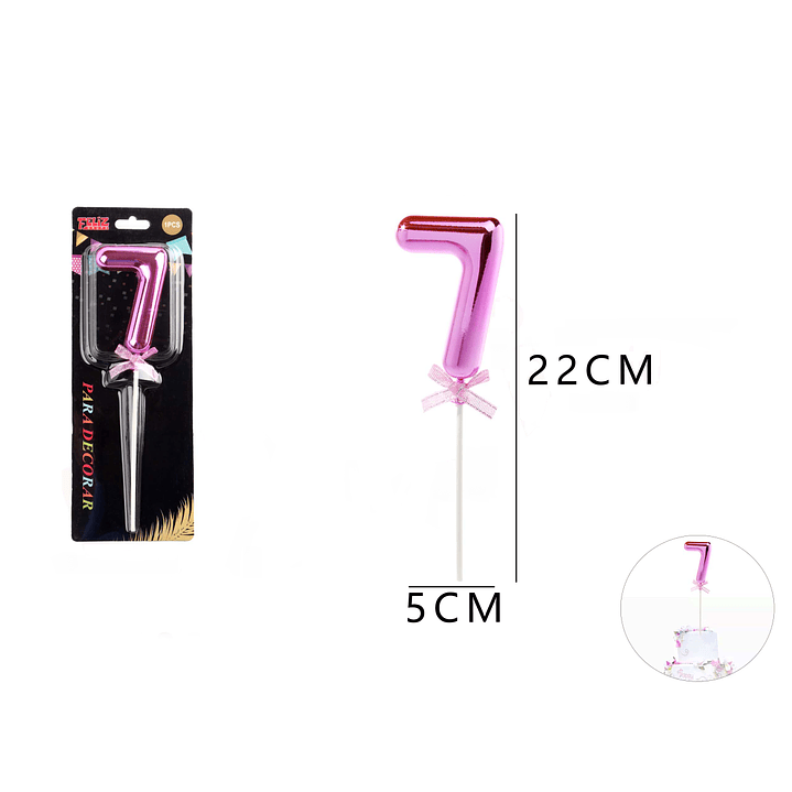 Topper Decorativo de Número 7 Rosado 1