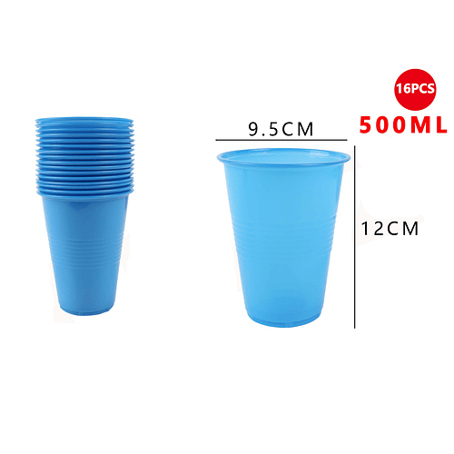 Vasos Plásticos Azul 16 pcs