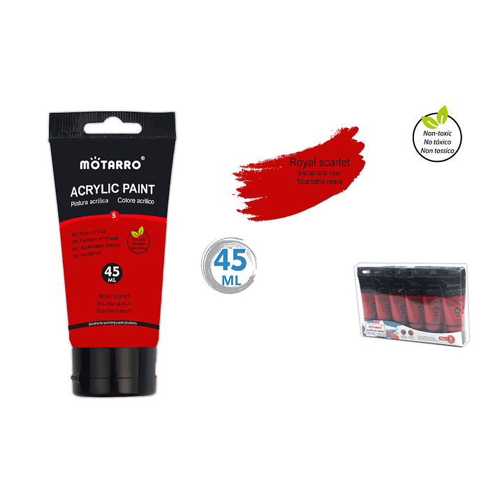 Pintura Acrílica Rojo Escarlata 45 ML 1