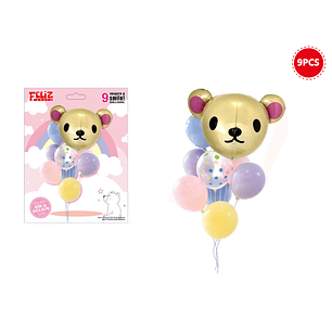 Set De Globos Oso Dorado 9 pcs