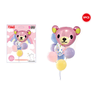 Set De Globos Oso Rosado 9 pcs