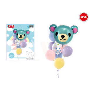 Set De Globos Oso Celeste pcs