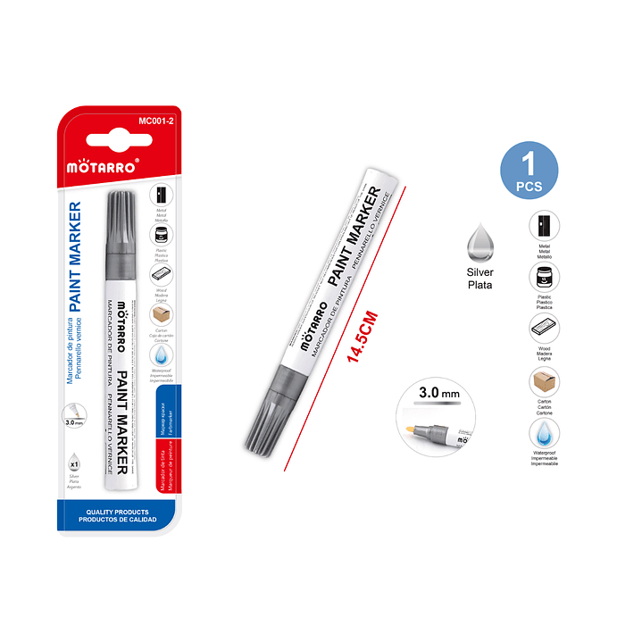 Marcador Pintura Plata 3,0 mm 1