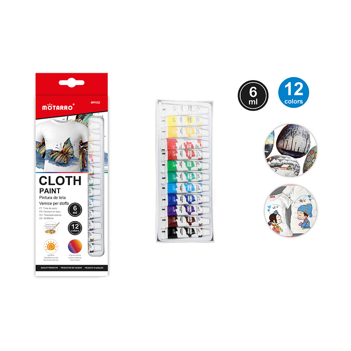 Pintura De Tela 12 Pcs 6 Ml 1