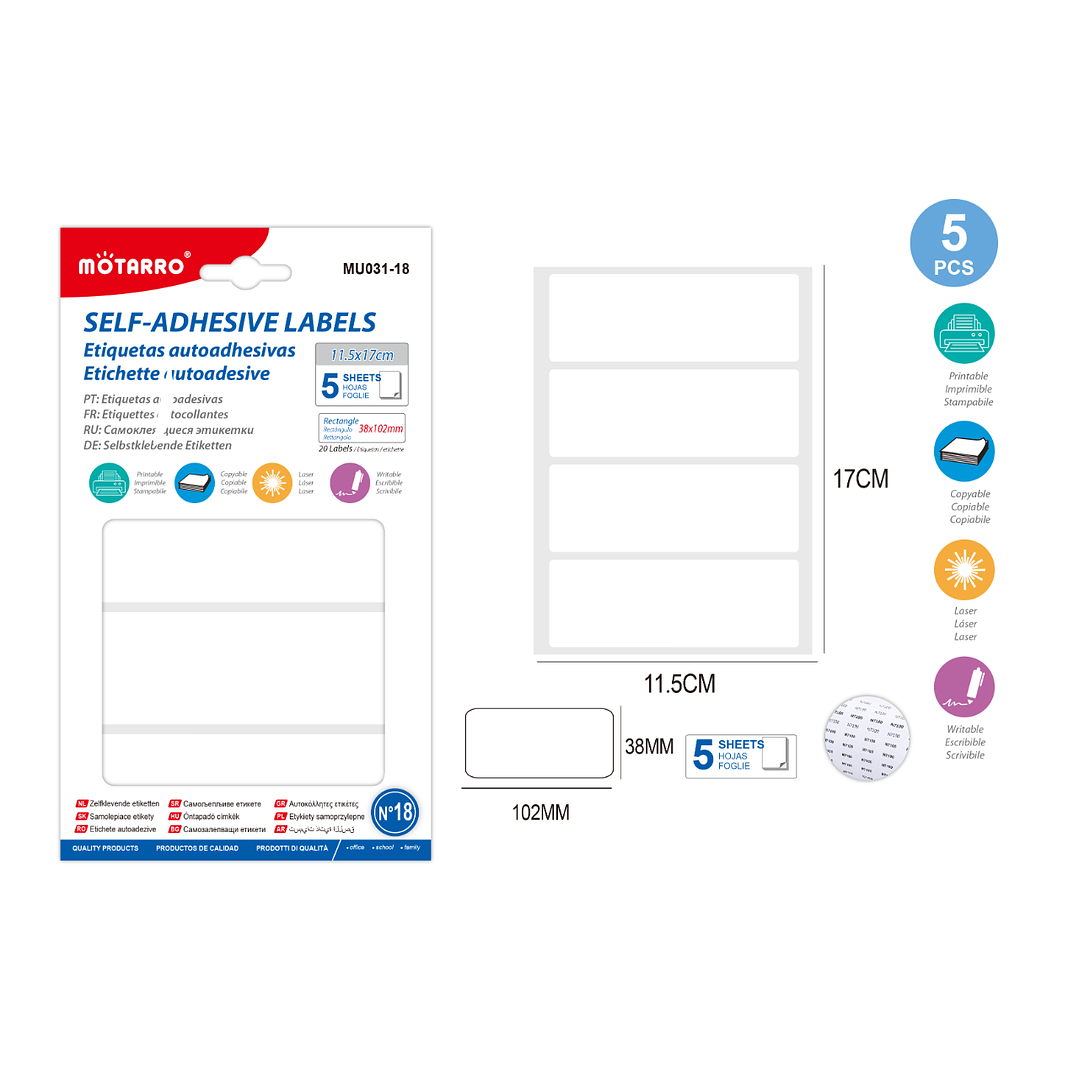 Etiquetas Autodhesivas Blanca 4 Cuadriculas 5 Hojas 1