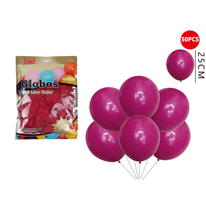 Globos Burdeos 25 Cm 50 Pcs 1