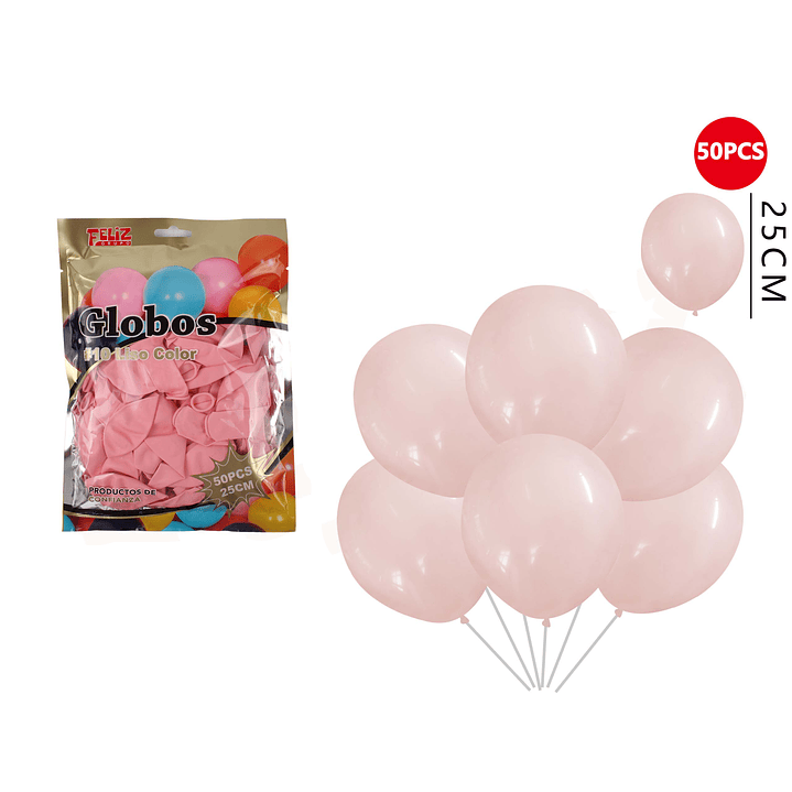 Globos Rosado 25 Cm 50 Pcs 1