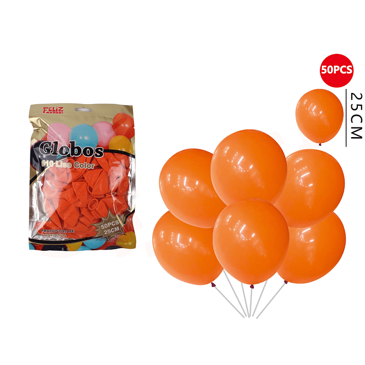 Globos Naranja 25cm 50 Pcs 1