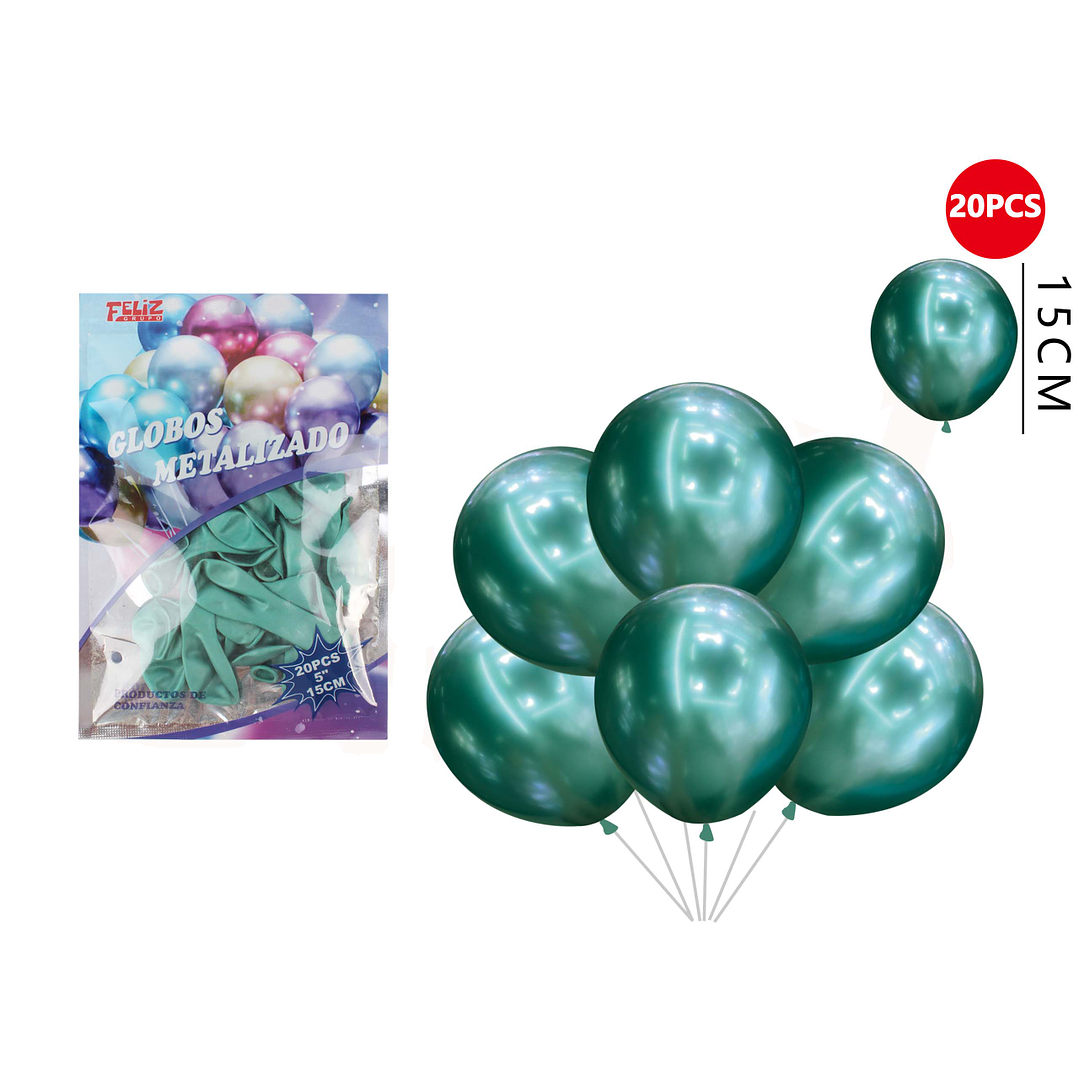 Globos Metalizados Verde Oscuro 20 Pcs 1