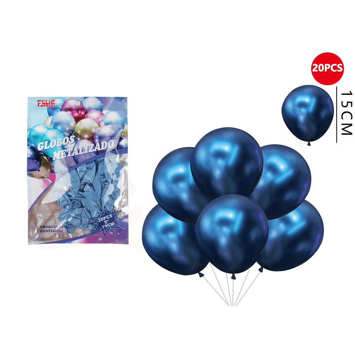 Globos Metalizados Azul 20pcs 1