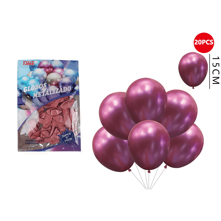 Globos Metalizados Fucsia 20 Pcs 1