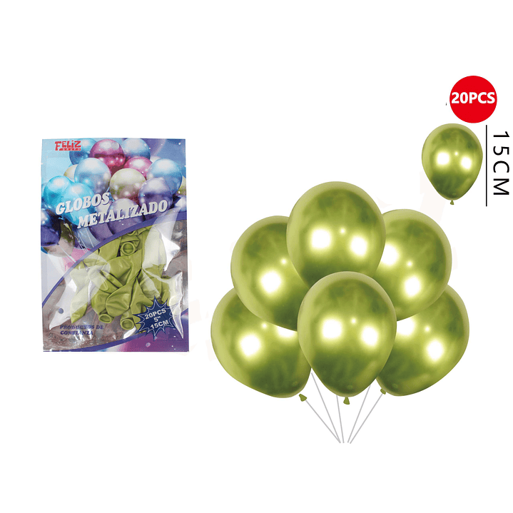 Globos Metalizados Verde Claro 20pcs 1