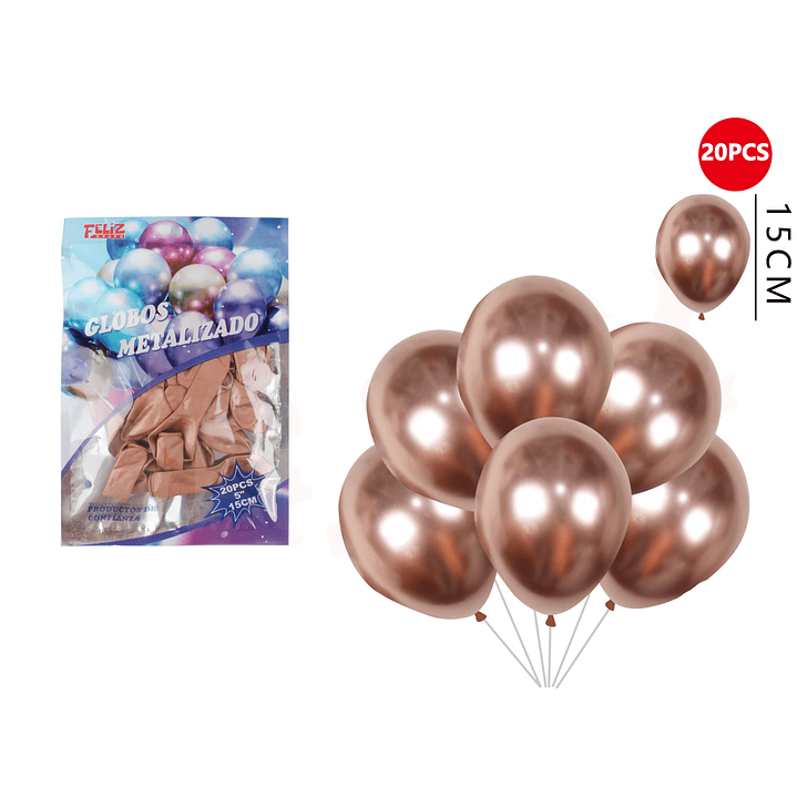 Globos Metalizados Rosa Oro 20 Pcs 1