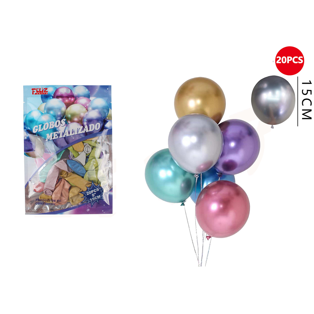 Globos Metalizados Colores 20 pcs 1