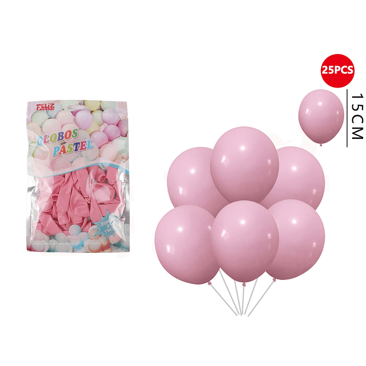 Globos Pastel Rosado 25pcs 1