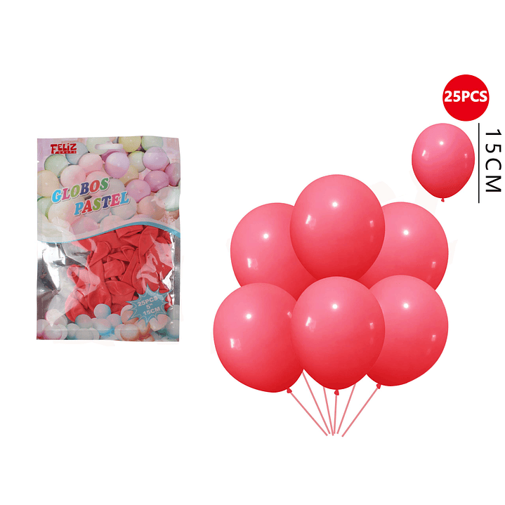 Globos Pastel Rojo 25 Pcs 1