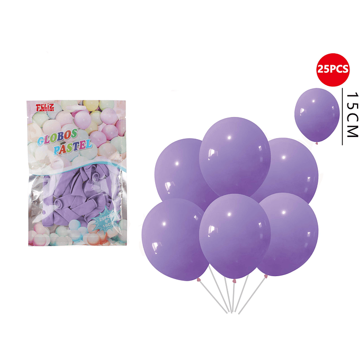 Globos Pastel Morado 25 Pcs 1