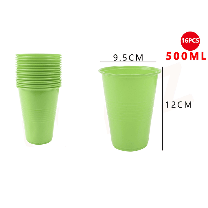 Vasos Plásticos Verde Claro 16pcs 1