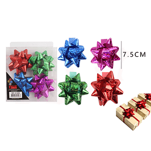 Lazo Regalo Estrella Holográfico 7cm (Colores Surtidos)