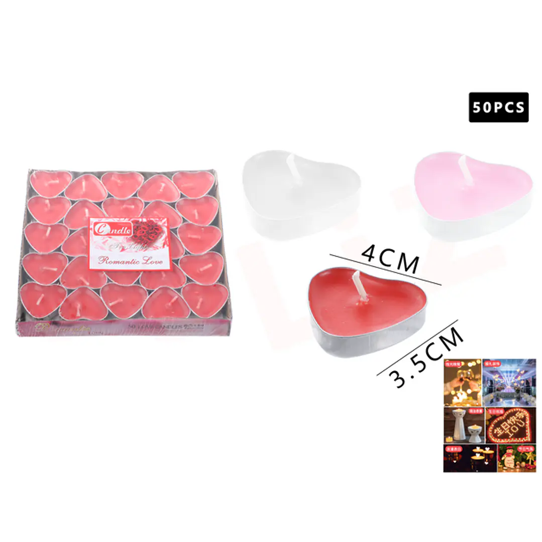 Velas De Corazón 50 pcs 1