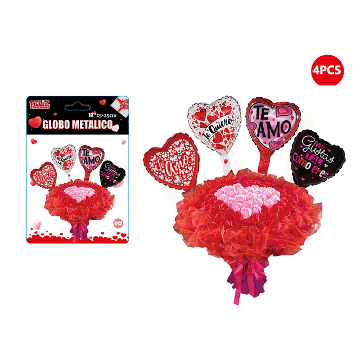 Globo Metálico Frases Te Amo 4 pcs 1