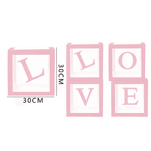 Set Cajas Transparentes LOVE Rosado 30 cm