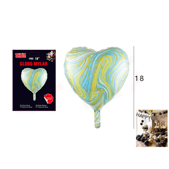 Globo Corazón Estampado Verde 45 cm 1