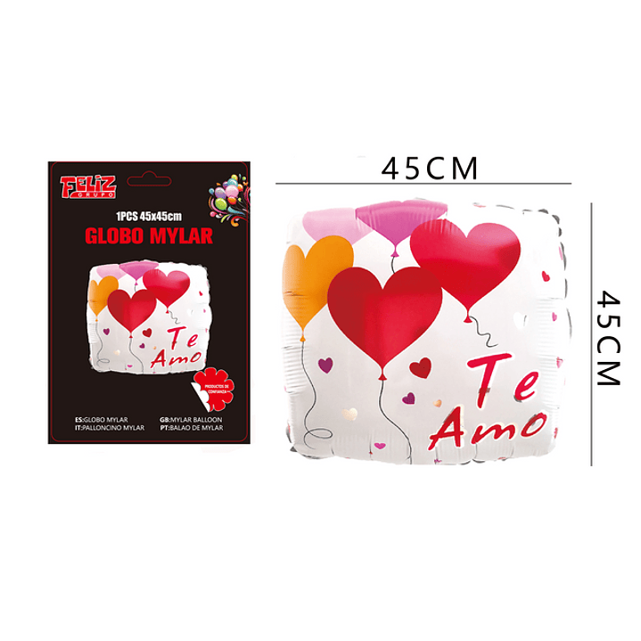 Globo Te Amo con Corazones 45*45 cm 1