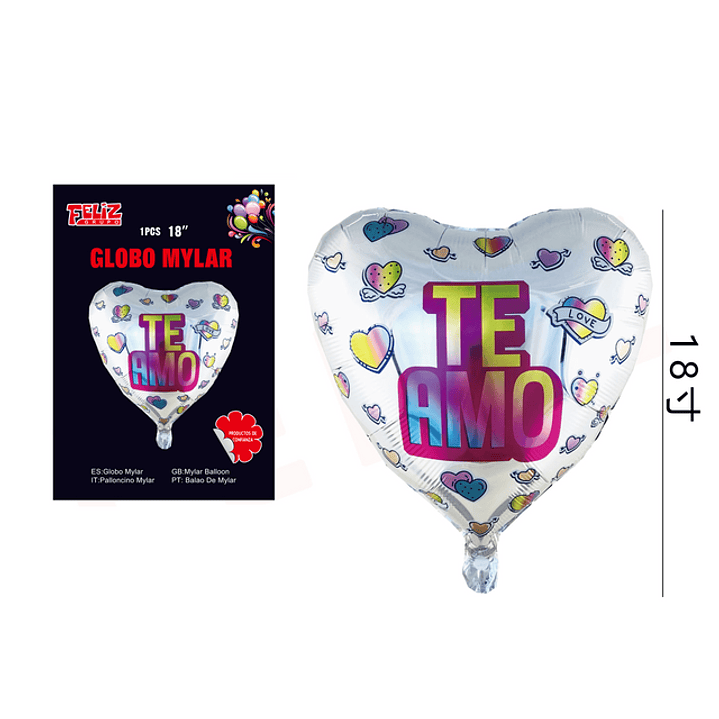Globo Te Amo con corazones 45*45 cm 1