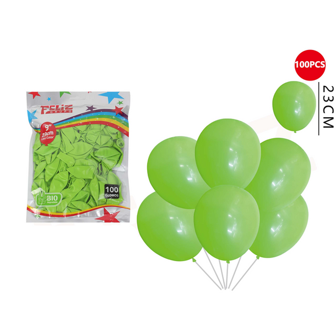 Globos Verde 23 Cm 100 Pcs 1