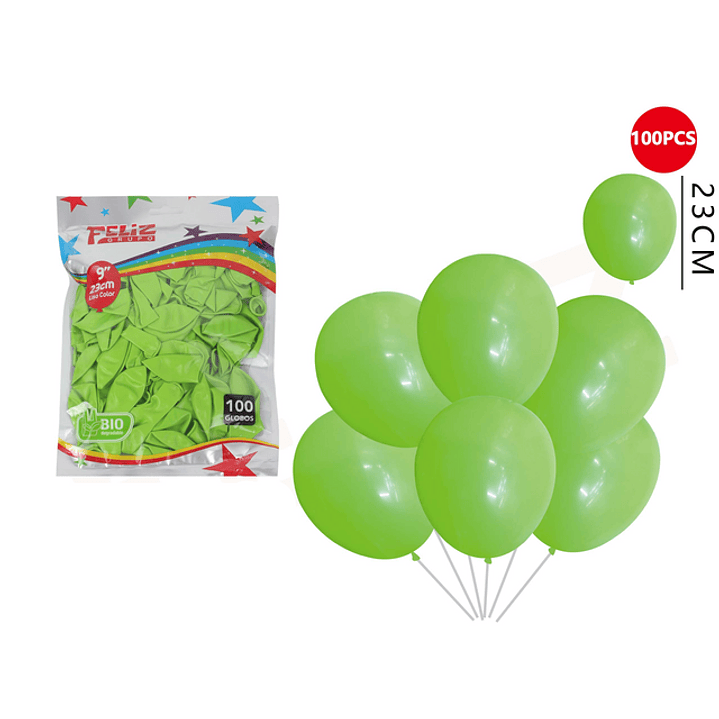 Globos Verde 23 Cm 100 Pcs 1