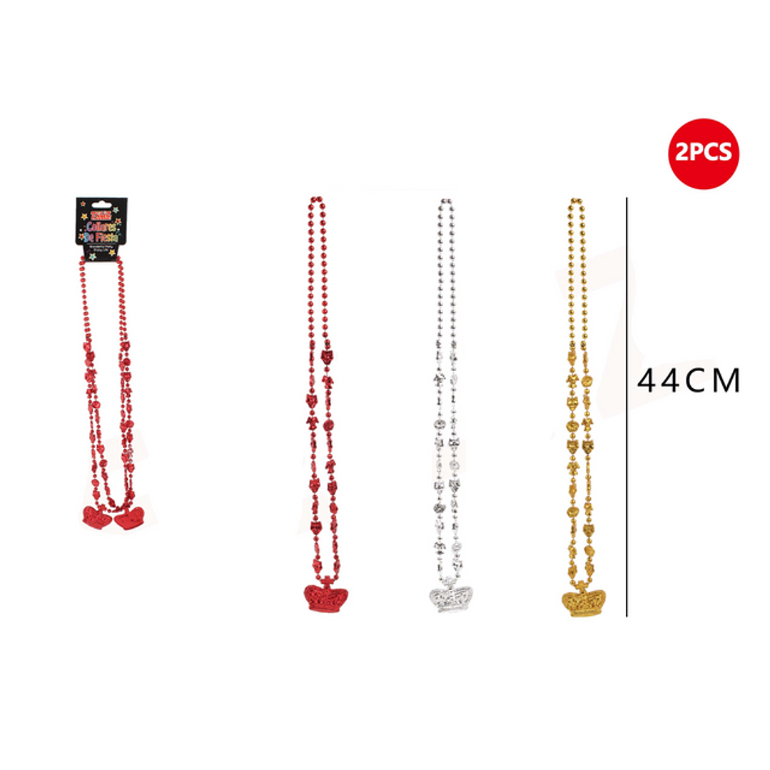 Collar Perla con detalle de corona 44 cm 2 pcs 1