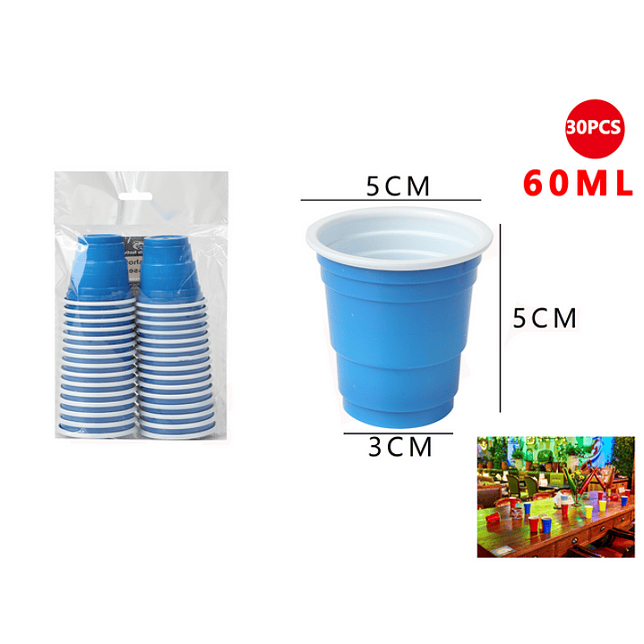 Set de Vasos Plásticos Shot Azul 30pcs 1