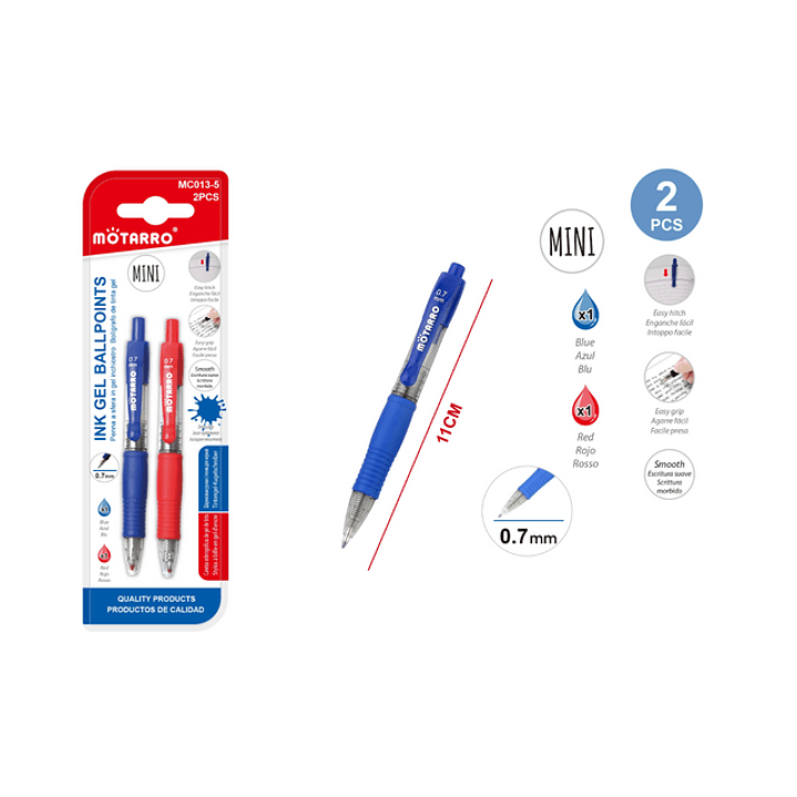 Bolígrafo Azul y Rojo 2pcs 1