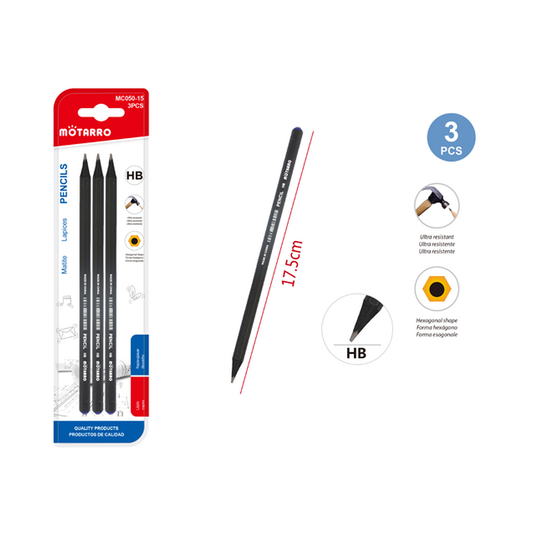 Lapiz Grafito Hb 175 Cm 3 Pcs 1