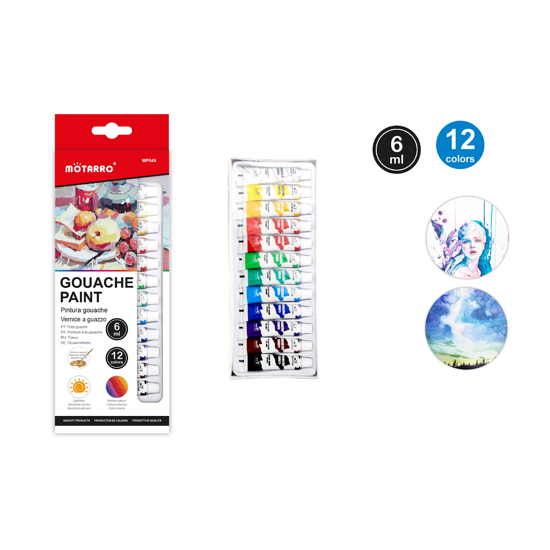 Pintura Gouache 6 ML 12 pcs 1