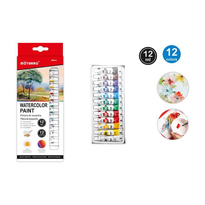 Pintura De Acuarela 12 Colores 12 Ml 1