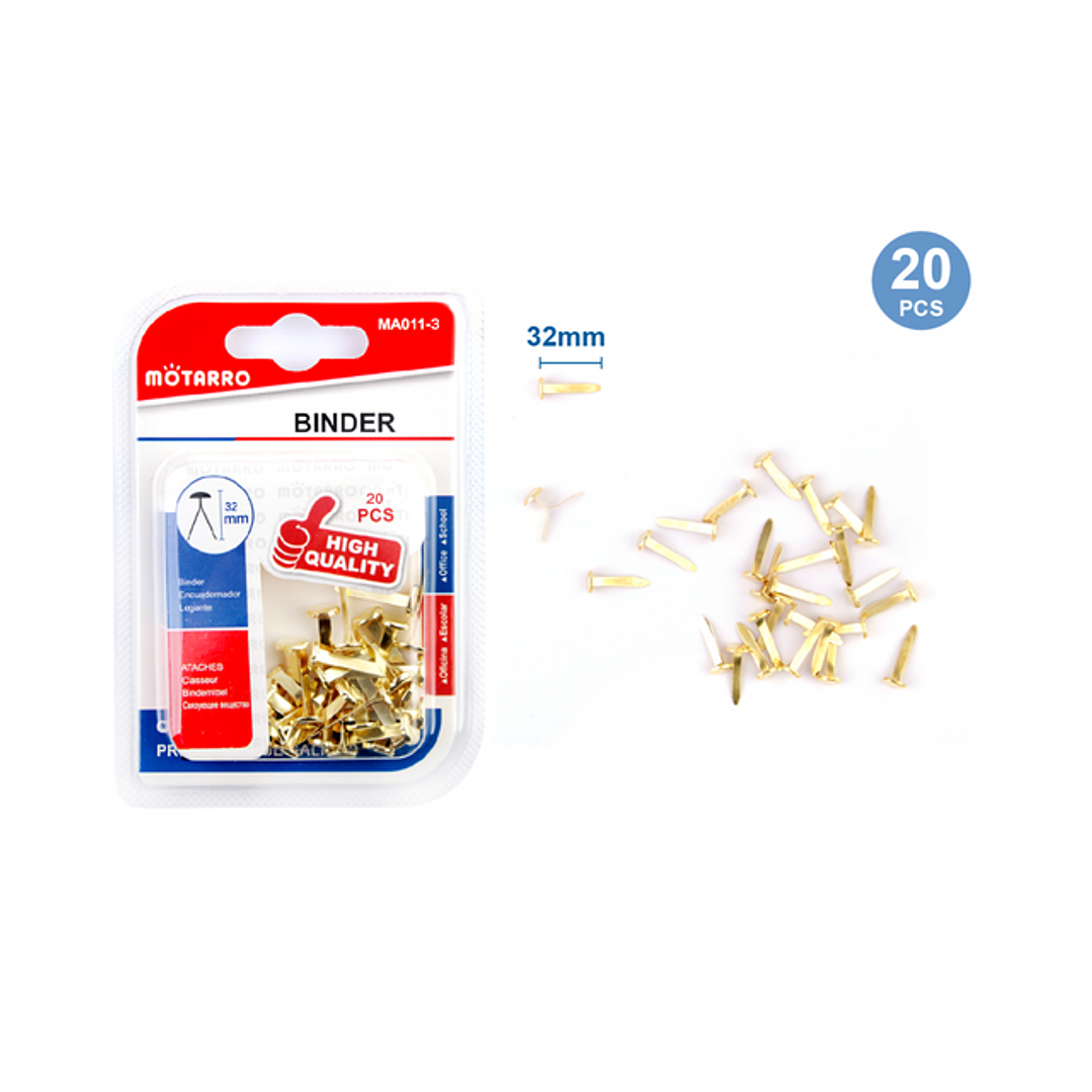 Chinche Mariposa O Encuadernador Dorado 32 Mm 20 Pcs 1