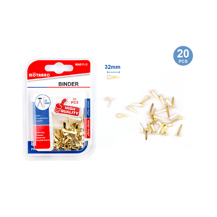 Chinche Mariposa O Encuadernador Dorado 32 Mm 20 Pcs 1