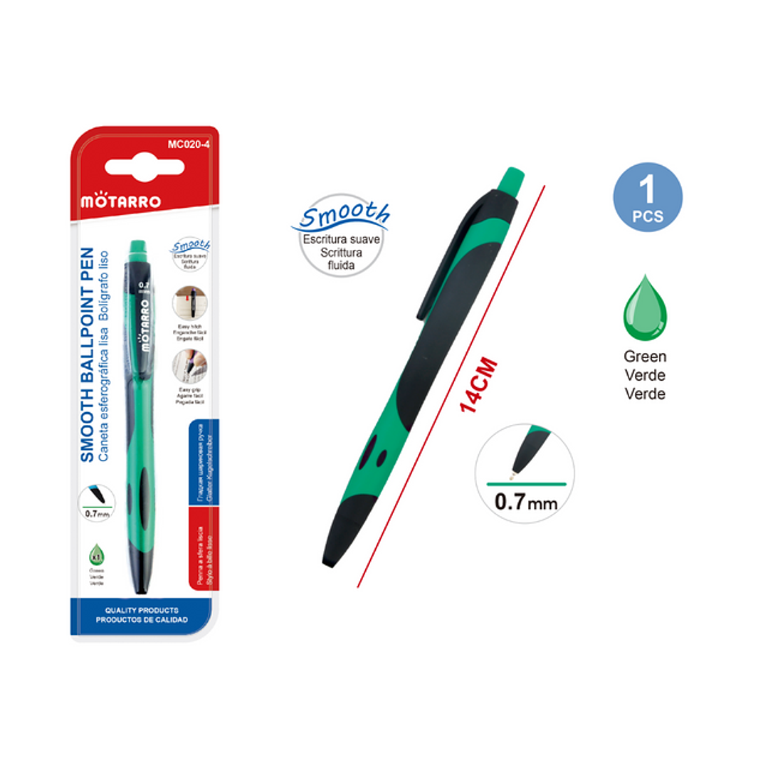 Boligrafo Verde 07 Mm 14 Cm 1 Pc 1