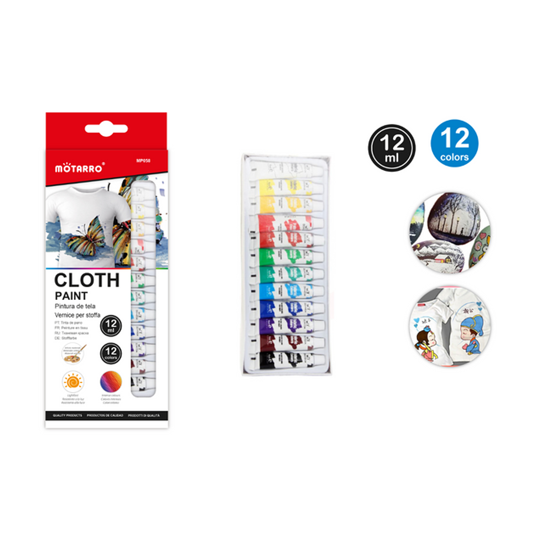 Pintura de Tela 12 colores 12 ML 1