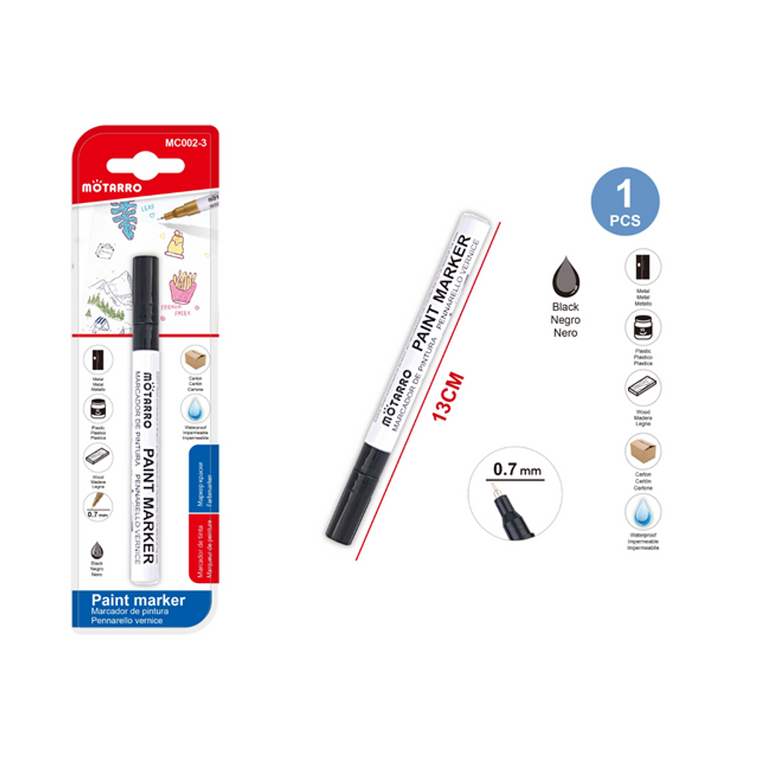 Marcador De Pintura Negro 0,7 mm 1